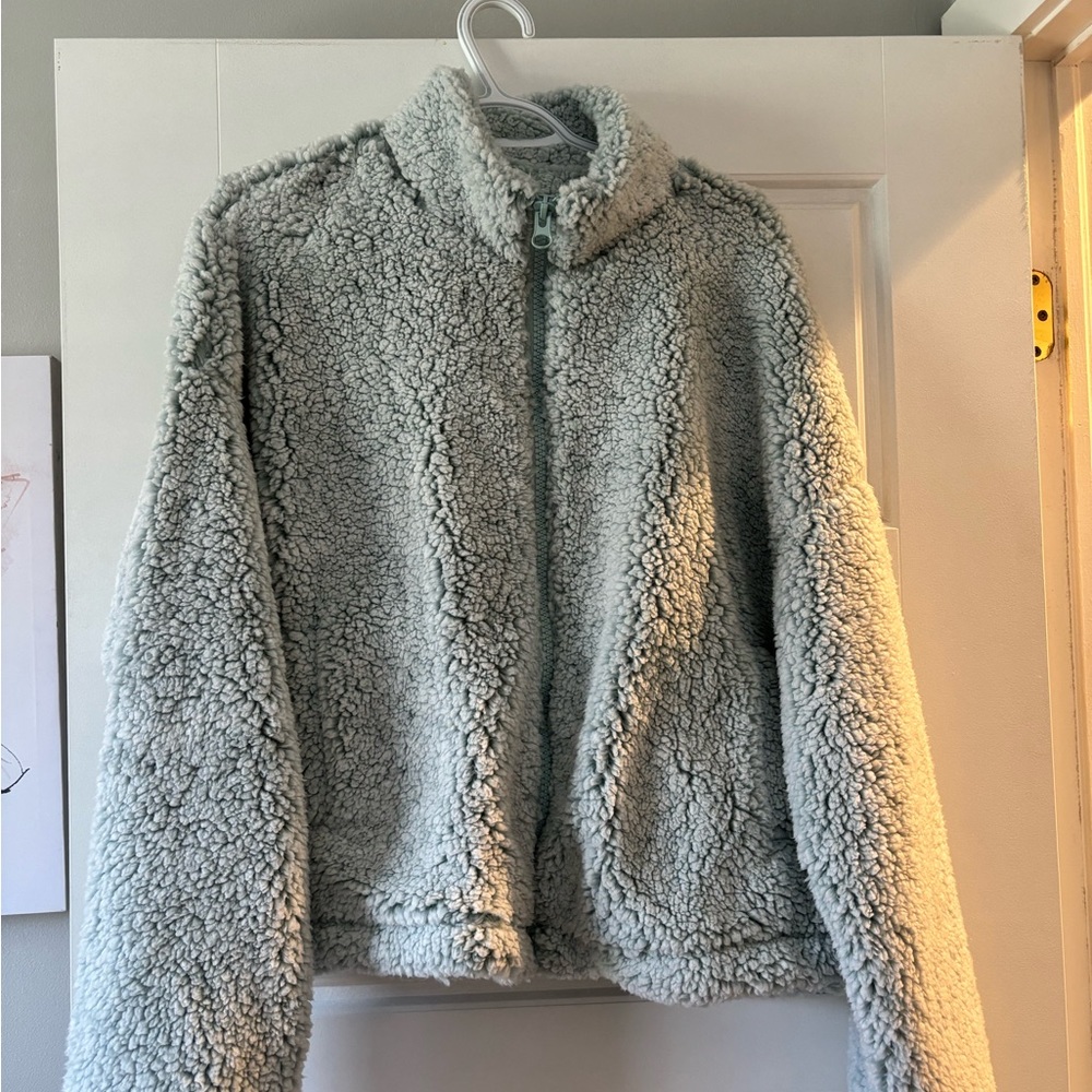 Garage light blue oversized fluffy jacket - Picture 1 of 3
